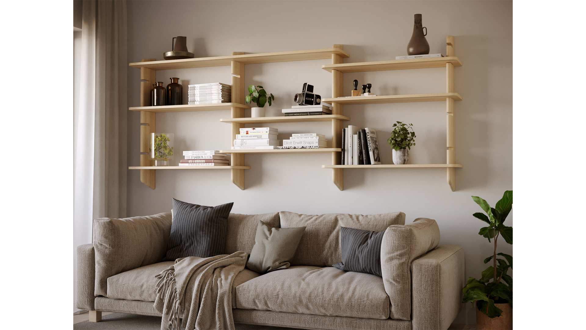 Storia_låg_ask_över_soffa_4-3 Storia modulbaserat och flexibelt hyllsystem i ask